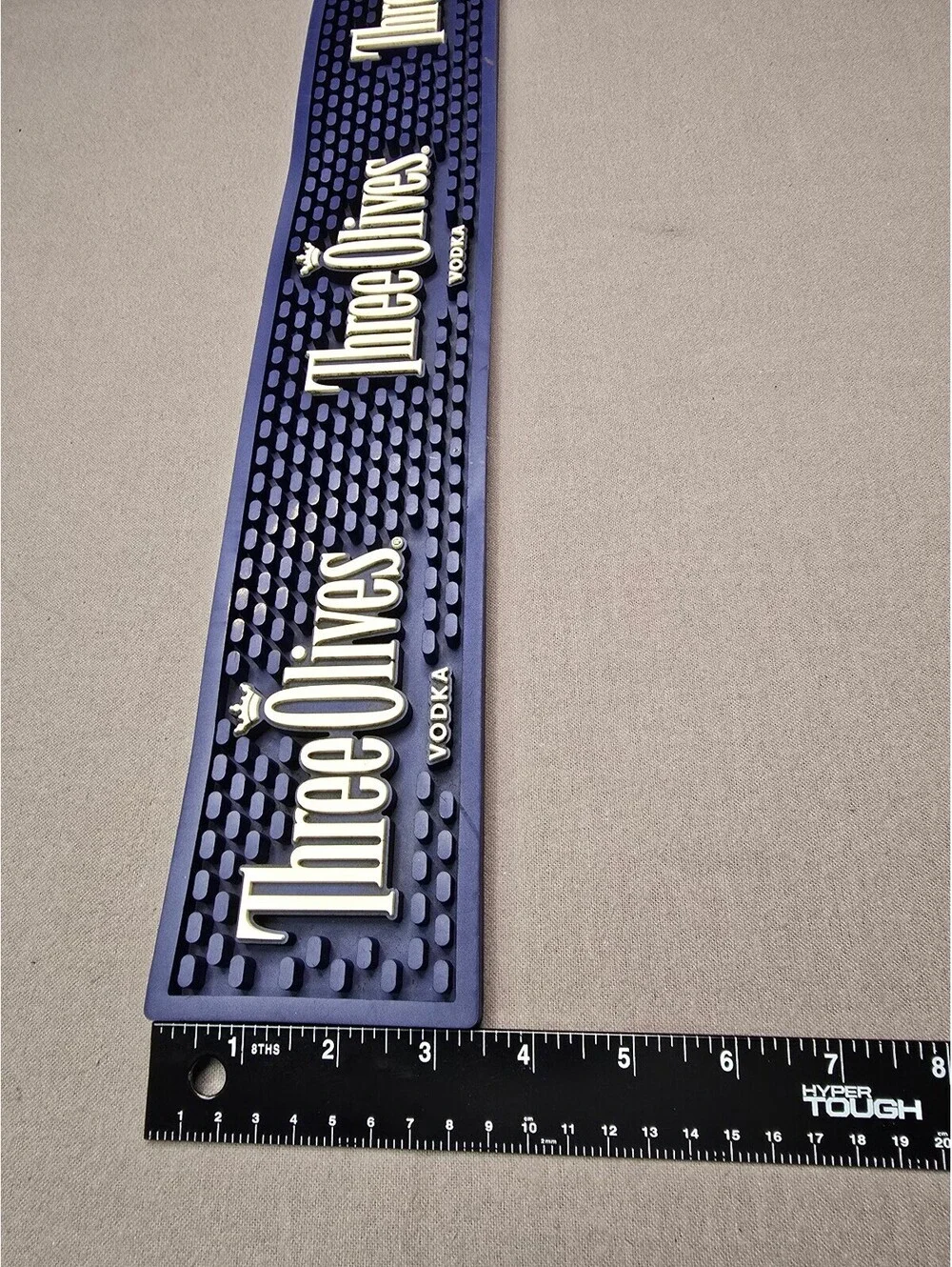Three Olives Vodka Rubber Bar Mat Spill Rail Home Bar Pub 21.5
